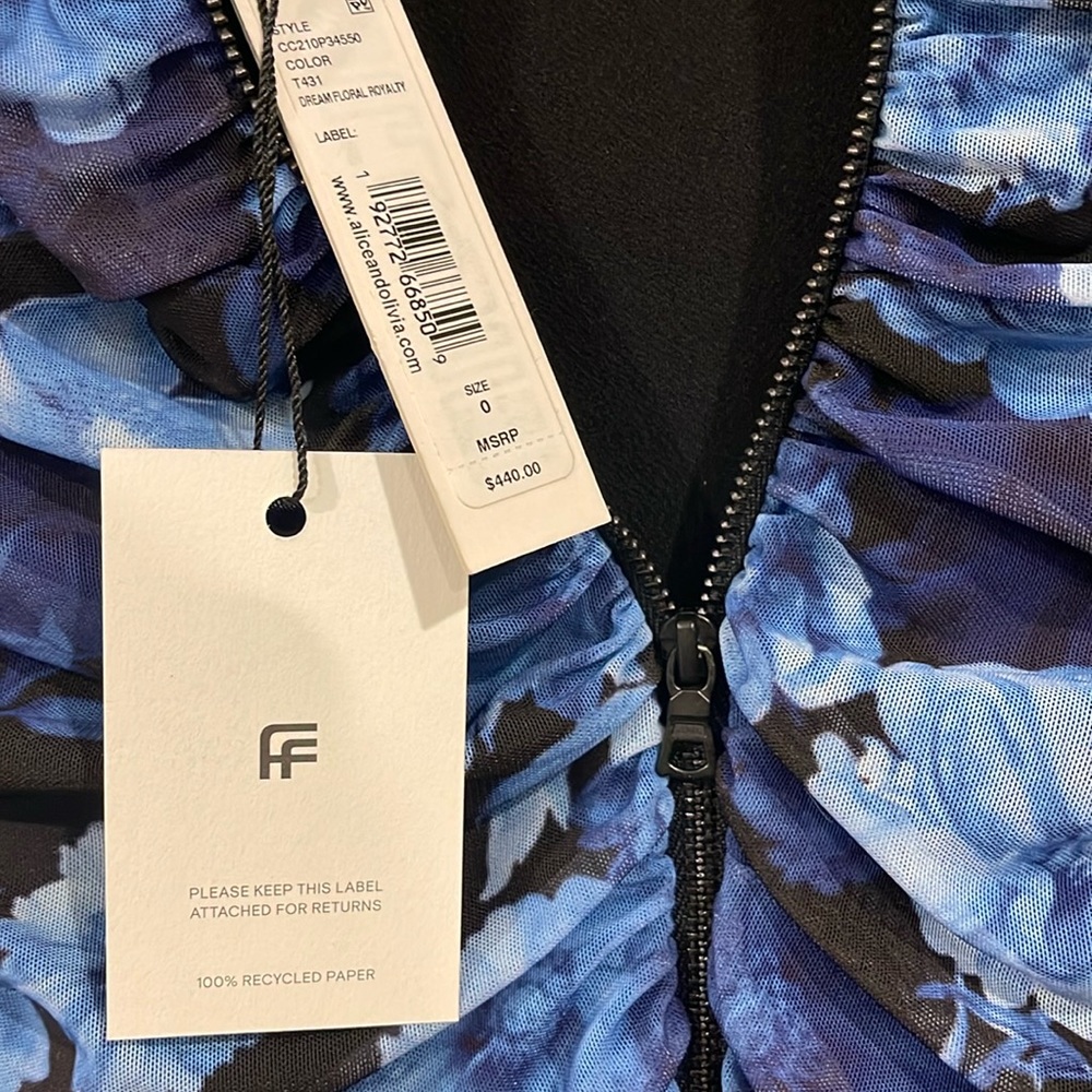 Alice and Olivia - Delora Floral Mesh Turtleneck Minidress